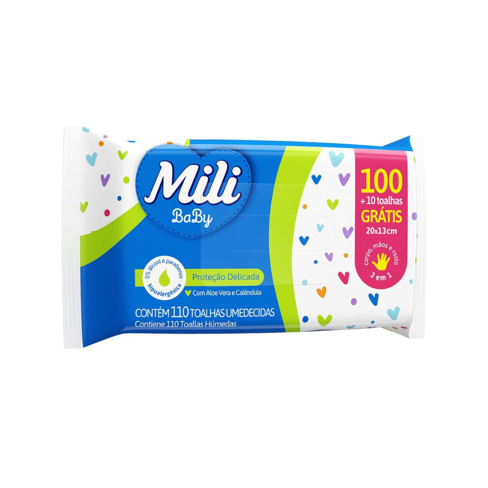 Toalhas Umedecidas Mili Baby  - 100 Unidades