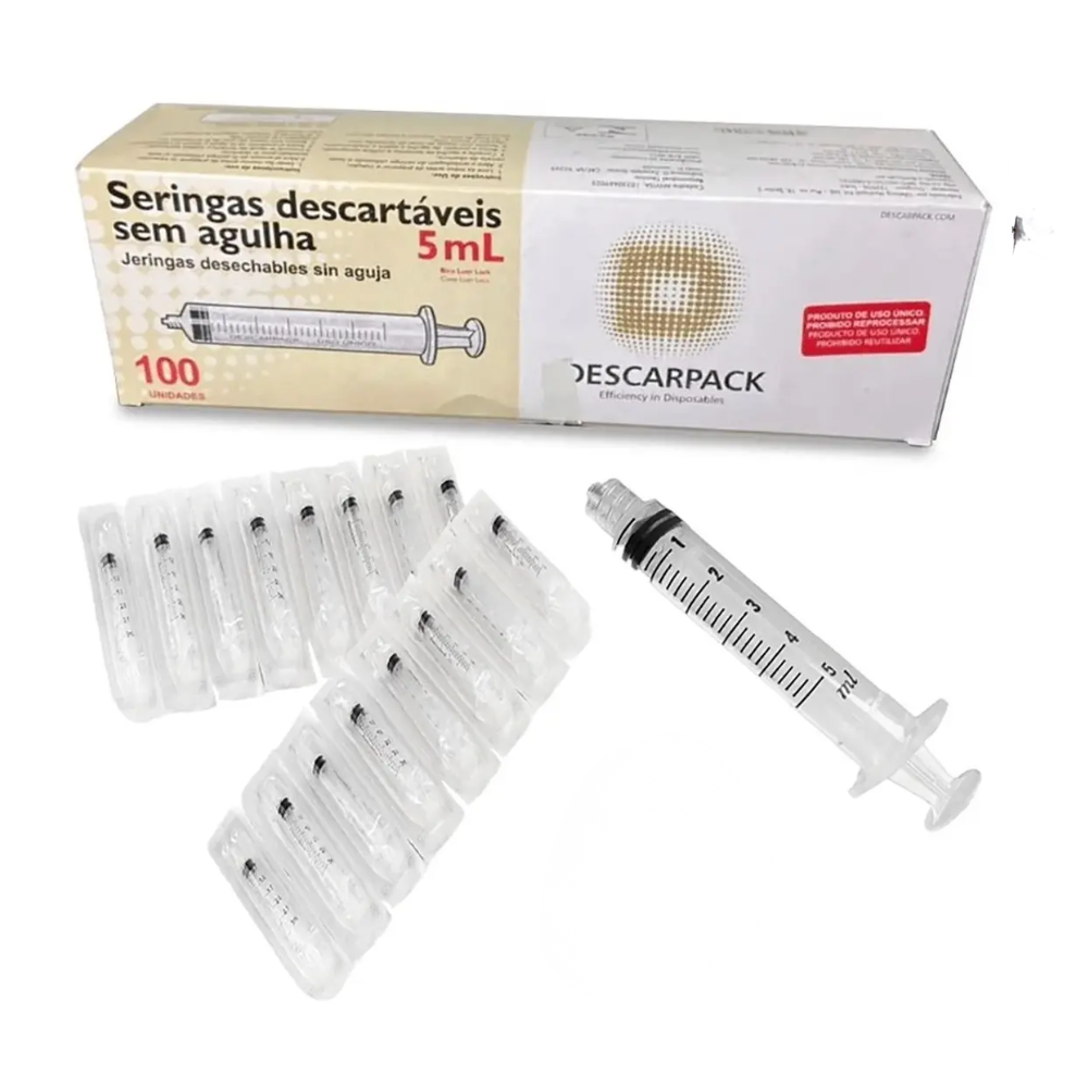 Seringa Descartável Sem Agulha Bico Luer Lock Descarpack