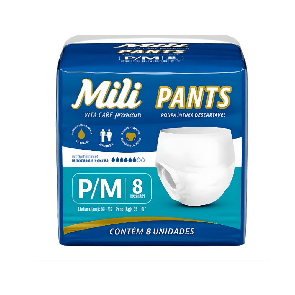 Fralda Roupa Íntima Mili Vita Care Pants - Pacote com 8 unidades
