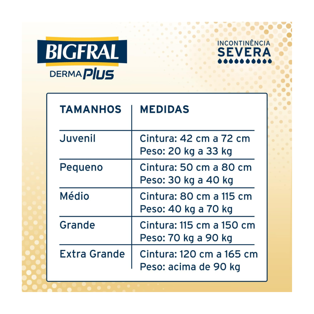 Fralda Geriátrica Descartável Bigfral Derma Plus - Pacote com 8 Unidades