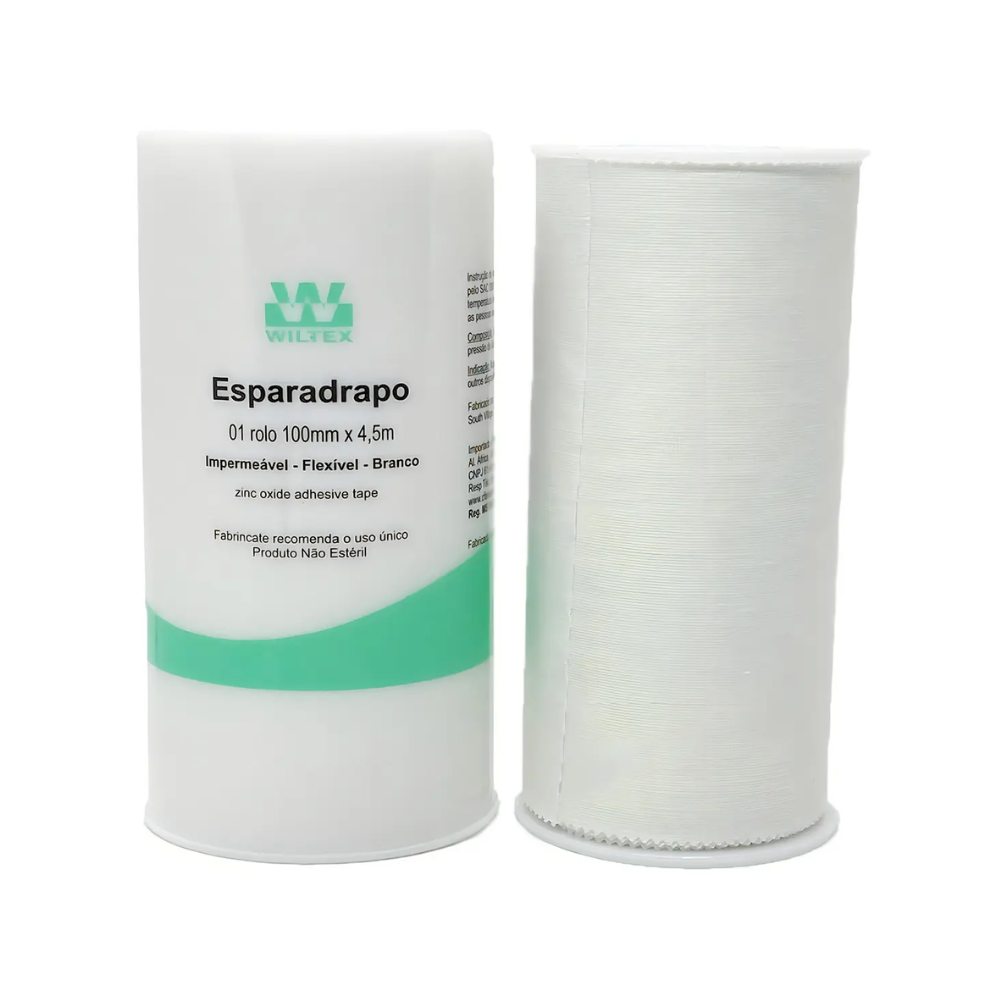 Esparadrapo Impermeável Branco 10cm x 4,5m com Capa - Wiltex