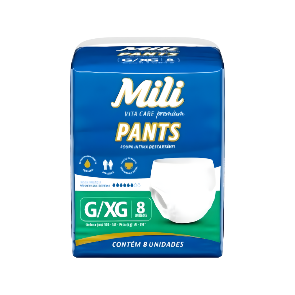 Fralda Roupa Íntima Mili Vita Care Pants - Pacote com 8 unidades